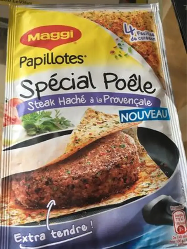 Papillotes Steak haché à la Provençale nutrition facts table