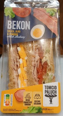 Pieczony bekon, sałata, jajko