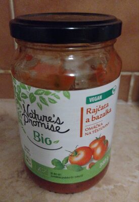 Bio rajčatová omáčka na těstoviny front packaging