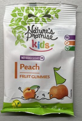 Ovocné želé s broskvovou příchutí front packaging