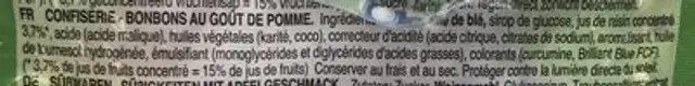 Juice Gummee Sour Apple Belts ingredients label