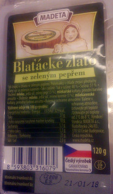 blaťácké zlato se zeleným pepřem front packaging