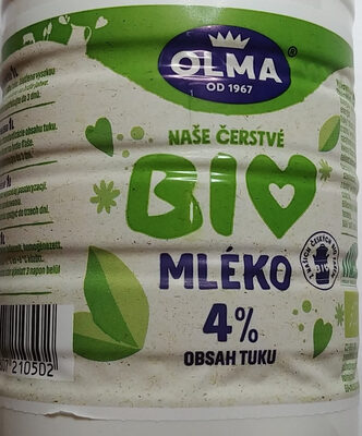 Naše čerstvé bio mléko front packaging