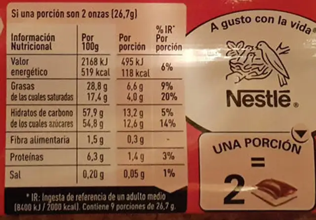 Explosión strawberry cheesecake ingredients label