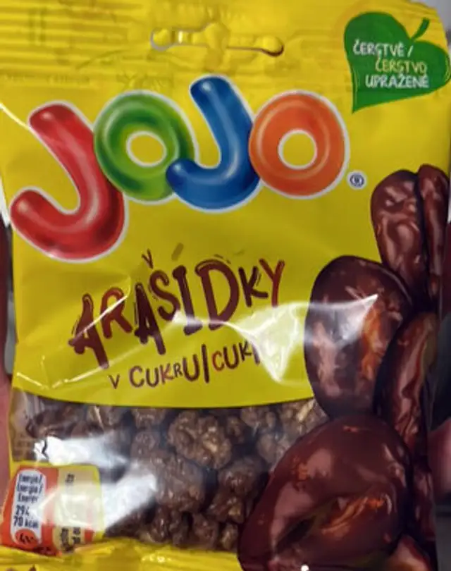 Arašídky v cukru front packaging