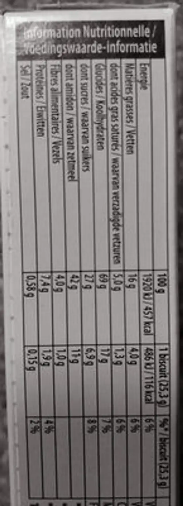 Belvita Petit Déjeuner Duo Fourré Yaourt nutrition facts table