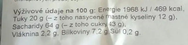 Čokocrispies dvoubarevný ingredients label