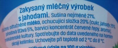 Skyr jahoda ingredients label