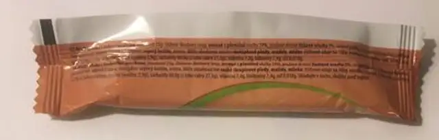 Musli tyčinka nutrition facts table