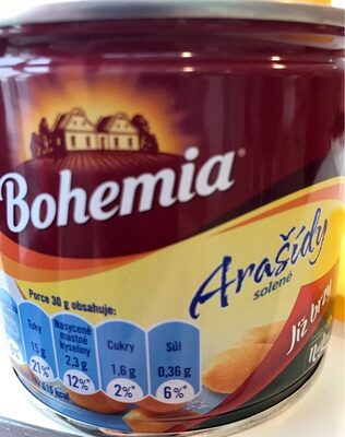 Arašídy solené trvanlivé front packaging