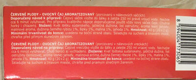 Červené plody ingredients label