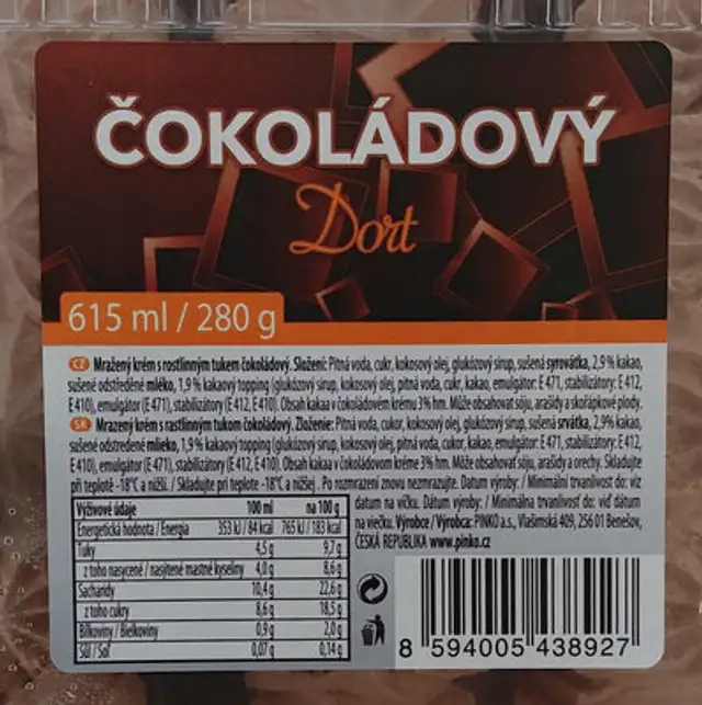 Mražený krém s rostlinným tukem čokoládový front packaging