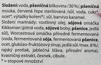 Marinované robi nudličky ingredients label