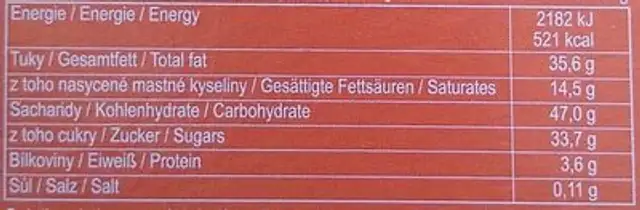Karlsbader Oblaten - Nougatgeschmack nutrition facts table