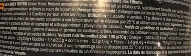 100% whey protein ingredients label