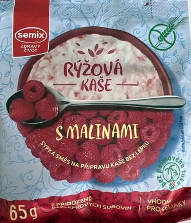 Rýžová kaše malinová front packaging