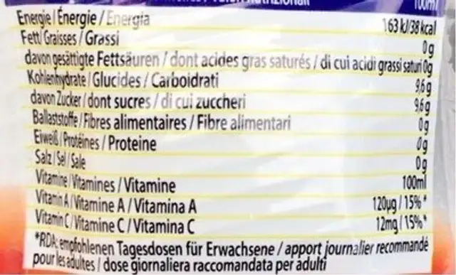 Angry Birds Suprise Toy Attached Orange Mandarine nutrition facts table