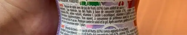 Surprise Orange-Mandarine ingredients label