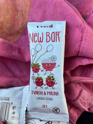 New Bar Tvaroh & Malina Cereální Tyčinka front packaging