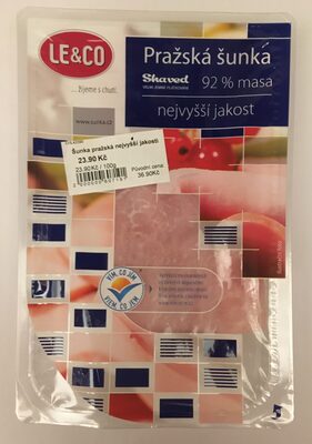 Pražská šunka 92% masa nejvyšší jakost