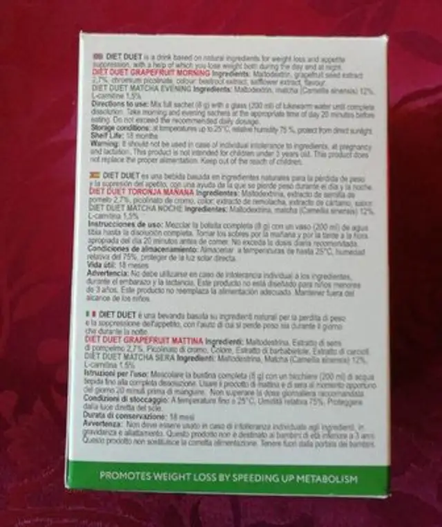 Dietduet drink for weight loss ingredients label