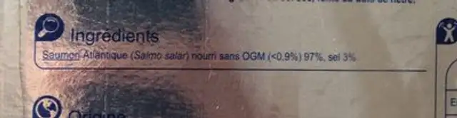 Saumon fumé ingredients label