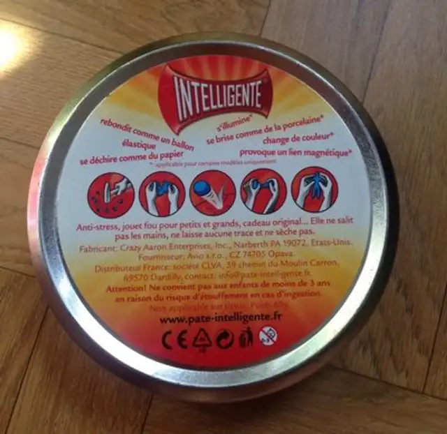 Pâte Intelligente à Modeler Bleu électrique ingredients label