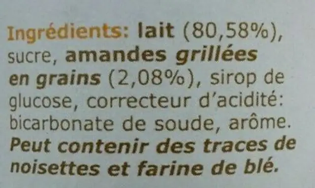 Dulce Lactis ingredients label
