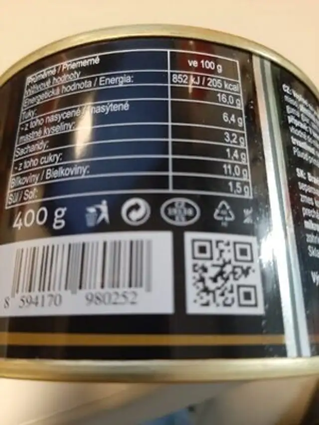 Veprovy Gulaz nutrition facts table