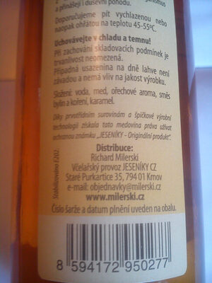Medovina z jeseníků ingredients label