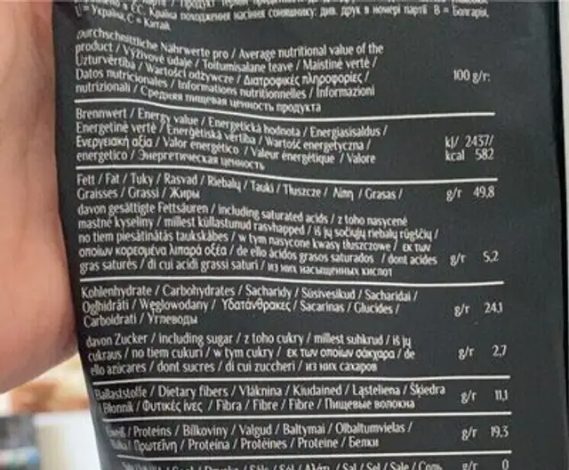 Monarque nutrition facts table