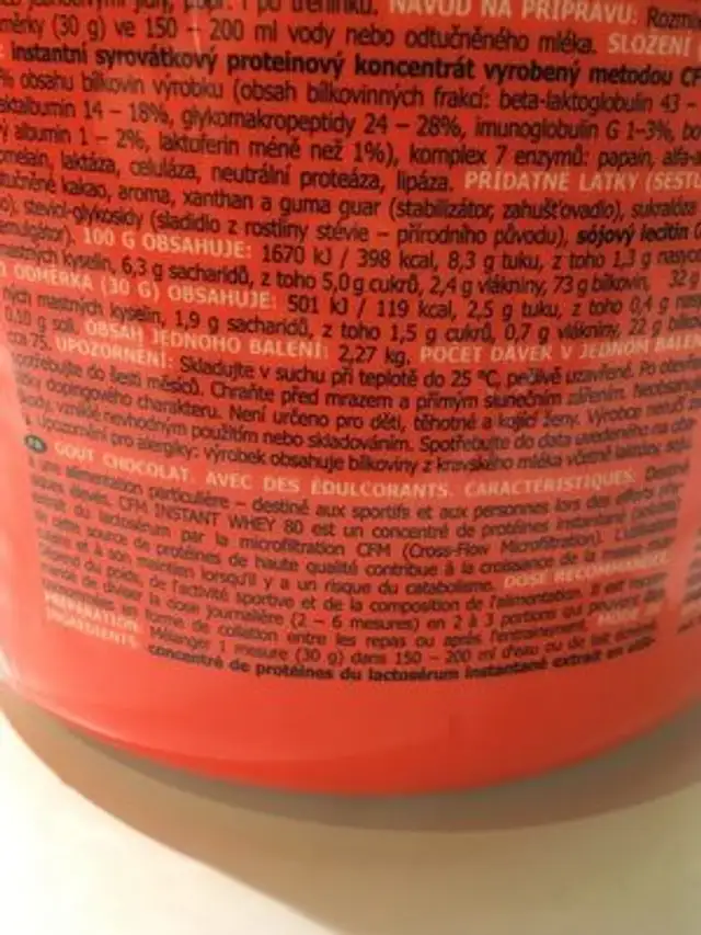 Proteïne ingredients label