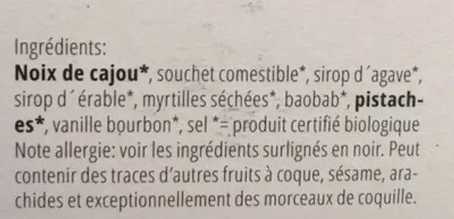 Crukie cru vegan ingredients label