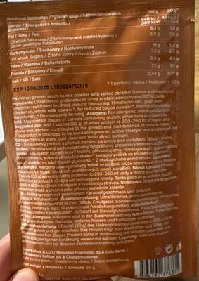Villain Grass-Fed Whey Protein Salted Caramel nutrition facts table