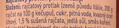 Kečup se sušenými rajčaty ingredients label