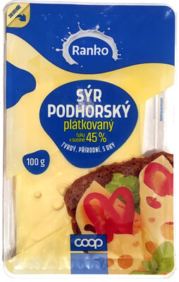 Sýr podhorský plátkovaný 45% front packaging