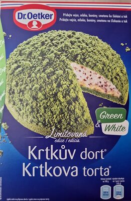 Krtkův dort zelený a bílý