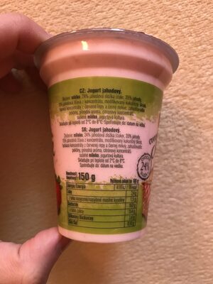 Ovocný košík s kousky jahod ingredients label