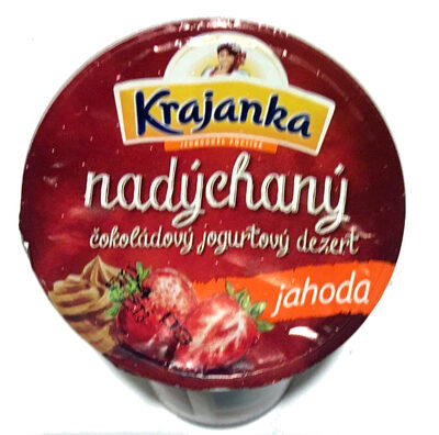 nadýchaný čokoládový jogurtový dezer jahoda