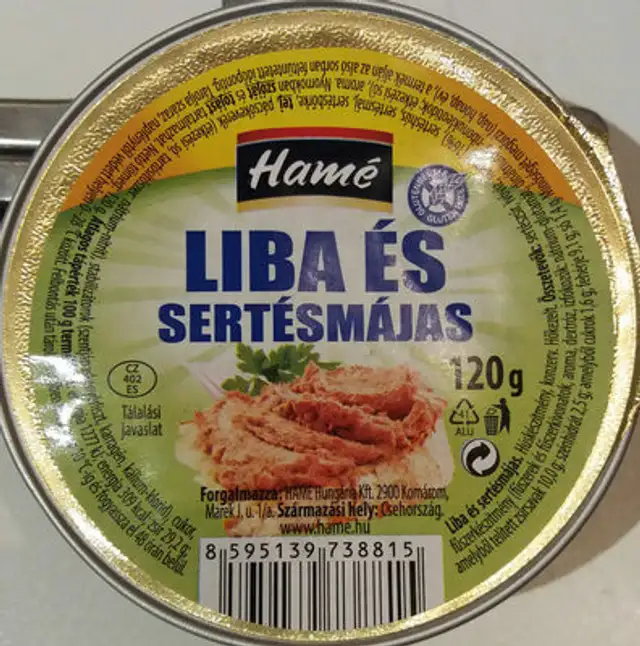 Liba és sertésmájas ingredients label
