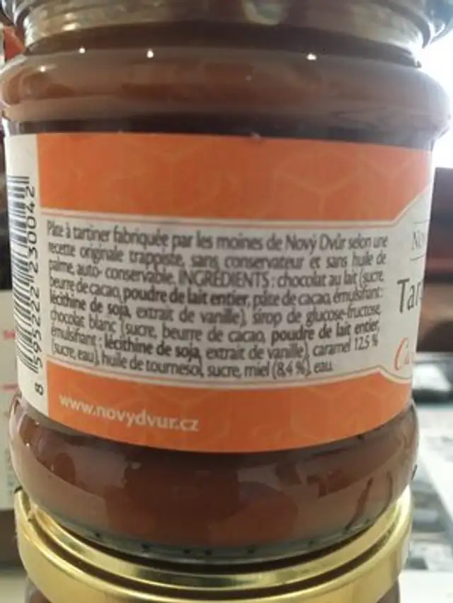 Tarticaramel ingredients label