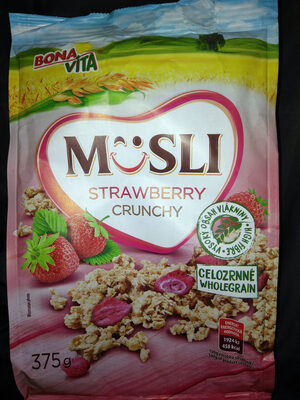 Crunchy musli s jahodami front packaging