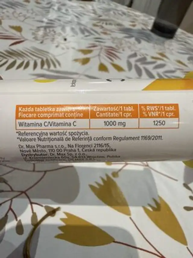 C Vitamin 1000 mg nutrition facts table