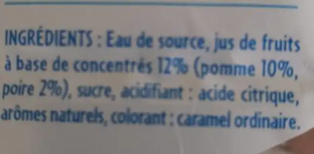 Refresh ingredients label