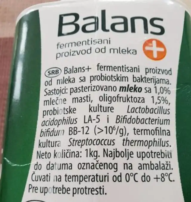 Balans ingredients label