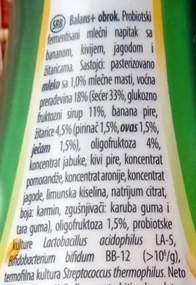 Balans obrok ingredients label