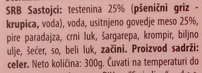 Bolognese makarone ingredients label