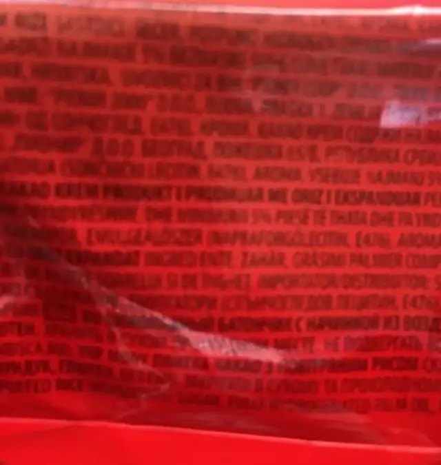Mony Rice ingredients label