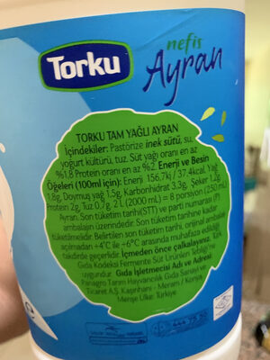 Nefis Ayran nutrition facts table