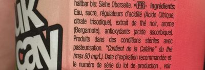 Didi, Ice Tea ingredients label